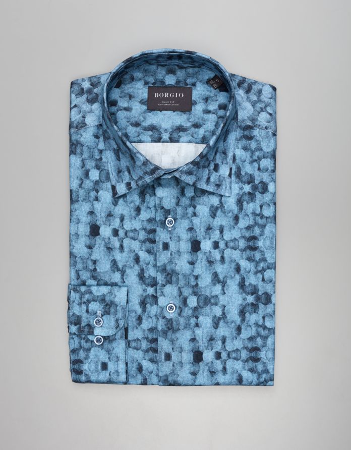 koszula calimera 00542 długi rękaw granatowy slim fit