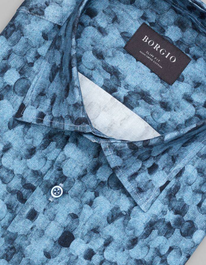 koszula calimera 00542 długi rękaw granatowy slim fit