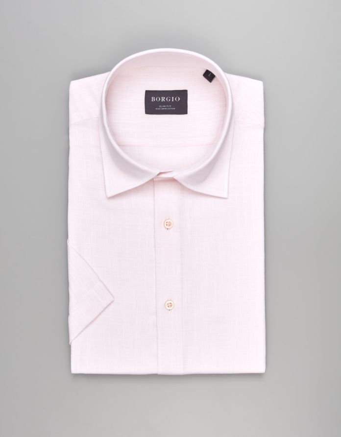 koszula canosa 00550 krótki rękaw róż slim fit