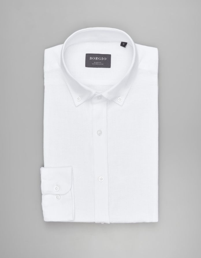 koszula limido 00557 długi rękaw biały slim fit