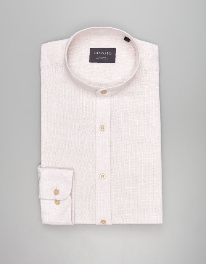 koszula limido 00558 długi rękaw beżowy slim fit