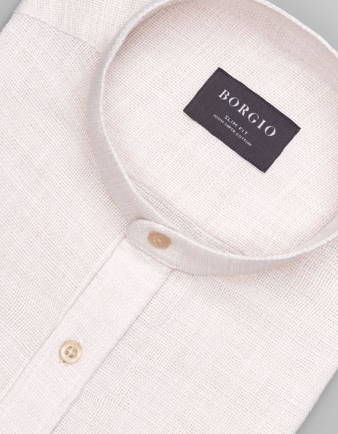 koszula limido 00558 długi rękaw beżowy slim fit