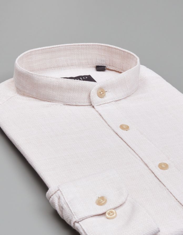 koszula limido 00558 długi rękaw beżowy slim fit