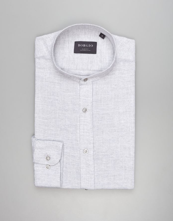 koszula limido 00560 długi rękaw szary slim fit