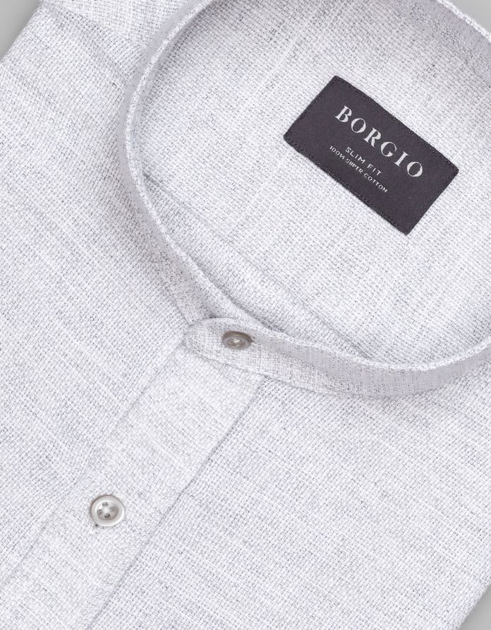 koszula limido 00560 długi rękaw szary slim fit