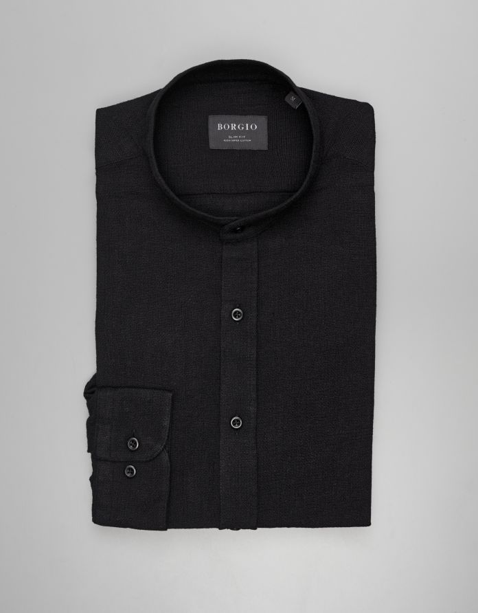 koszula limido 00562 długi rękaw czarny slim fit