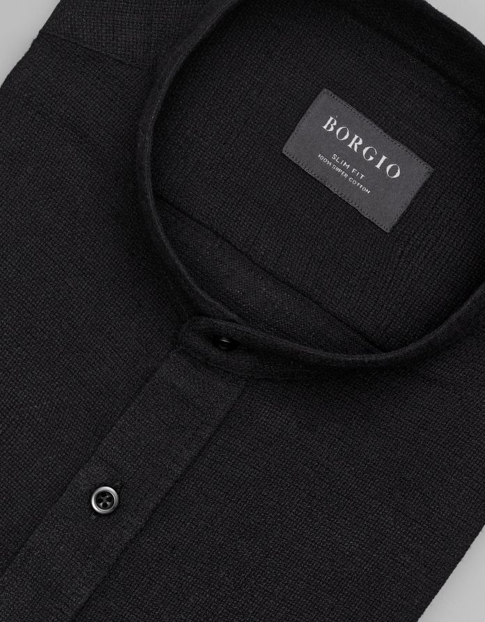 koszula limido 00562 długi rękaw czarny slim fit