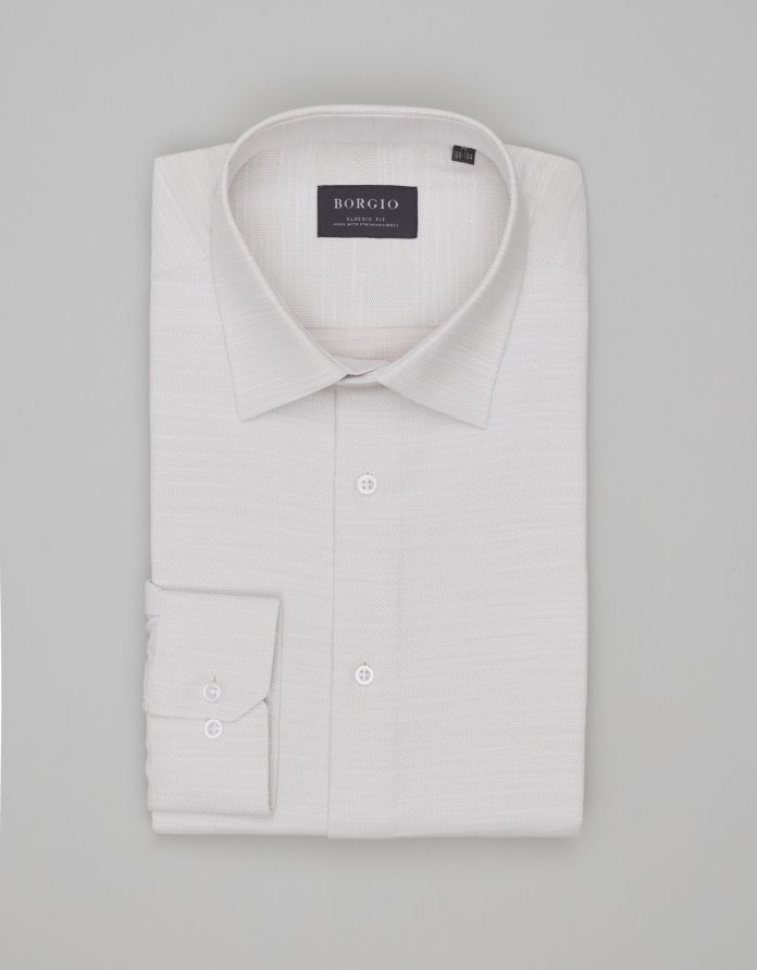 koszula fabrizia 00547 długi rękaw beżowy classic fit