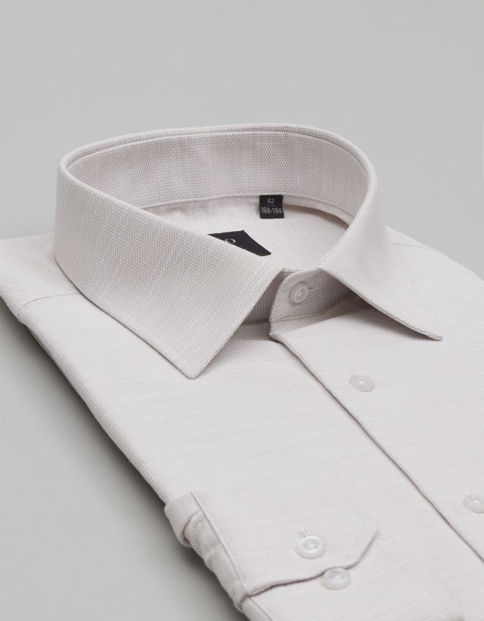 koszula fabrizia 00547 długi rękaw beżowy classic fit