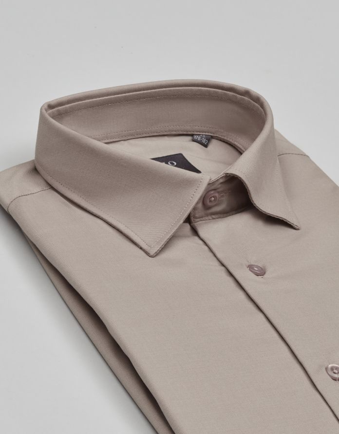 koszula modigliana 00537 długi rękaw beżowy slim fit