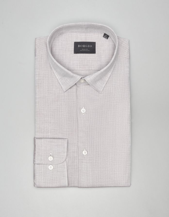 koszula francolise 00576 długi rękaw brąz slim fit