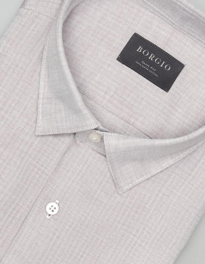 koszula francolise 00576 długi rękaw brąz slim fit