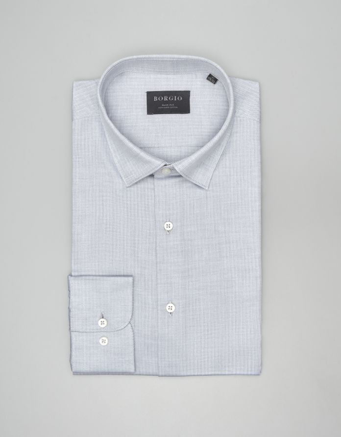 koszula francolise 00577 długi rękaw szary slim fit