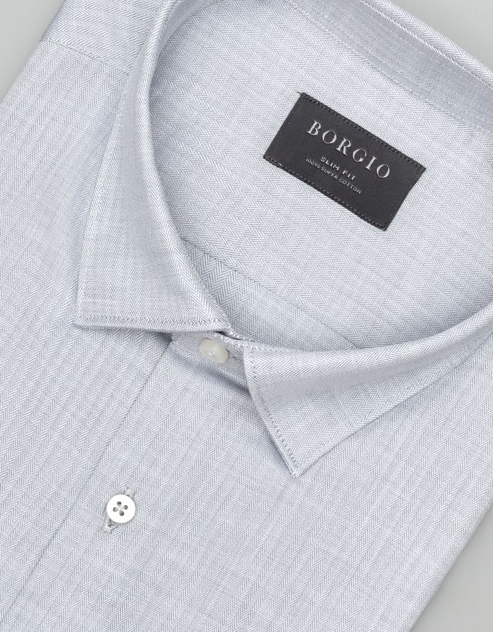 koszula francolise 00577 długi rękaw szary slim fit