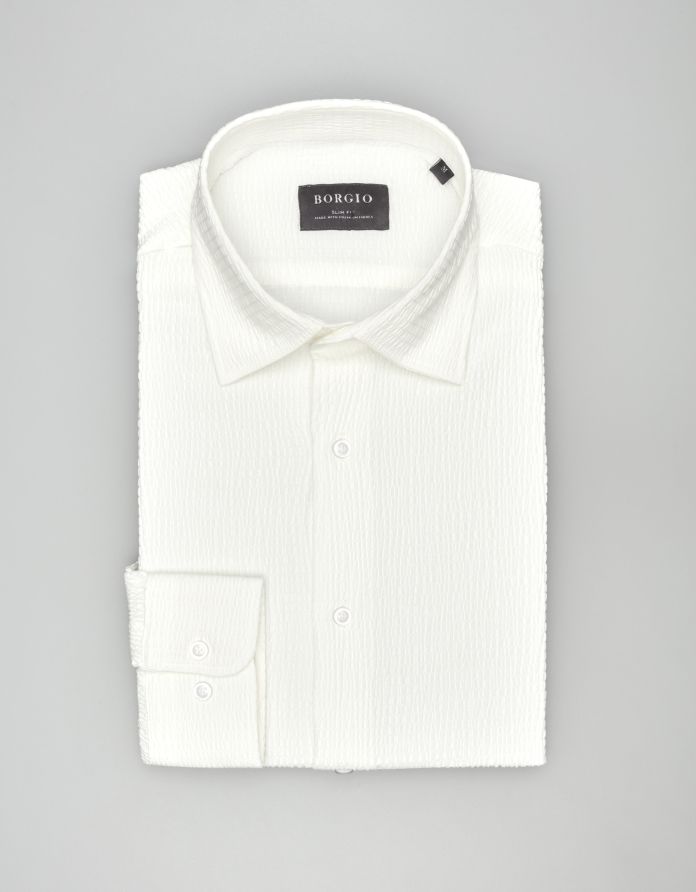 koszula gonzaga 00580 długi rękaw ecru slim fit