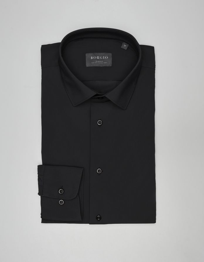 koszula ateleta 00583 długi rękaw czarny slim fit