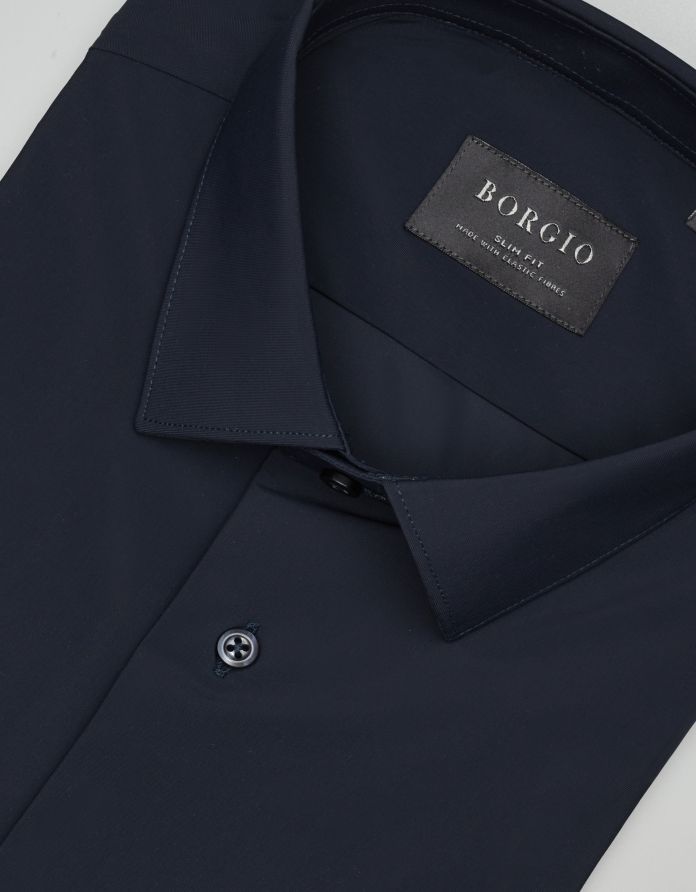 koszula ateleta 00571 długi rękaw granatowy slim fit