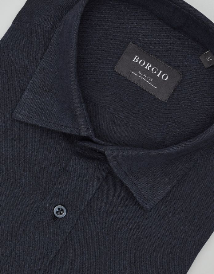 koszula lentella 00587 długi rękaw granatowy slim fit