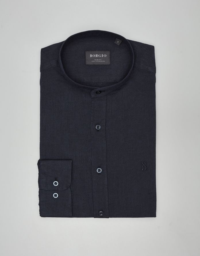 koszula lentella 00588 długi rękaw granatowy slim fit