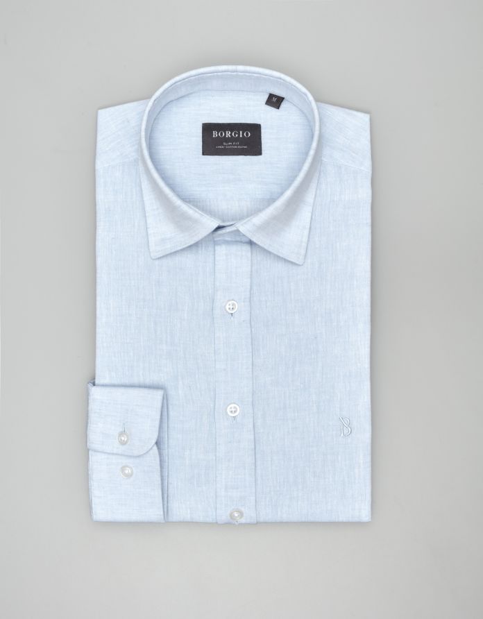 koszula lentella 00589 długi rękaw błękit slim fit