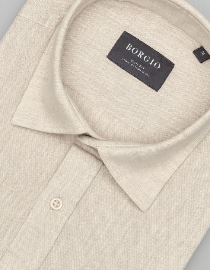 koszula lentella 00591 długi rękaw beżowy slim fit