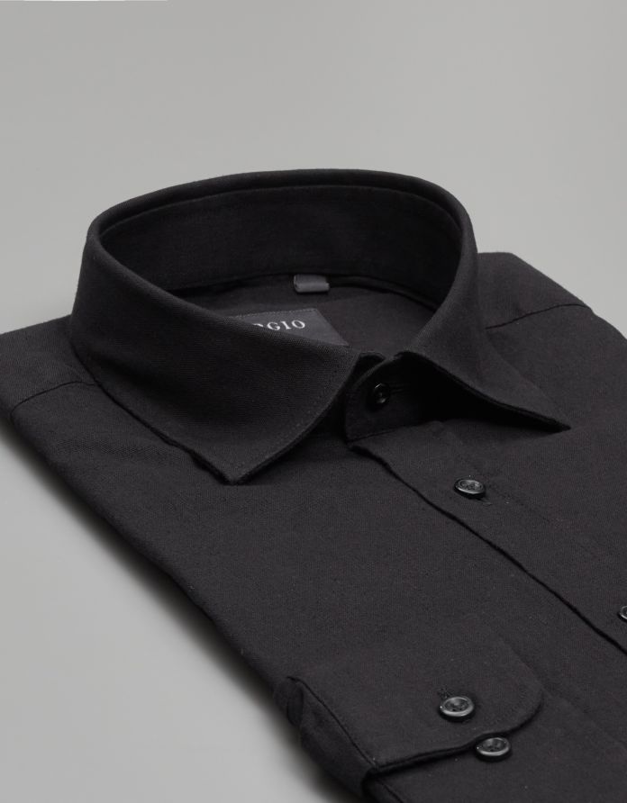 koszula lentella 00593 długi rękaw czarny slim fit