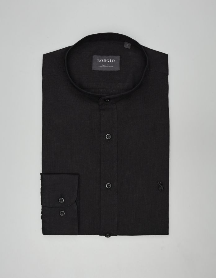 koszula lentella 00594 długi rękaw czarny slim fit