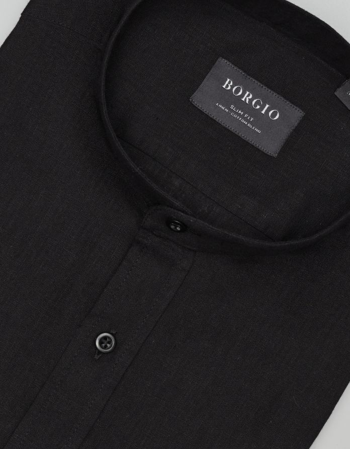 koszula lentella 00594 długi rękaw czarny slim fit