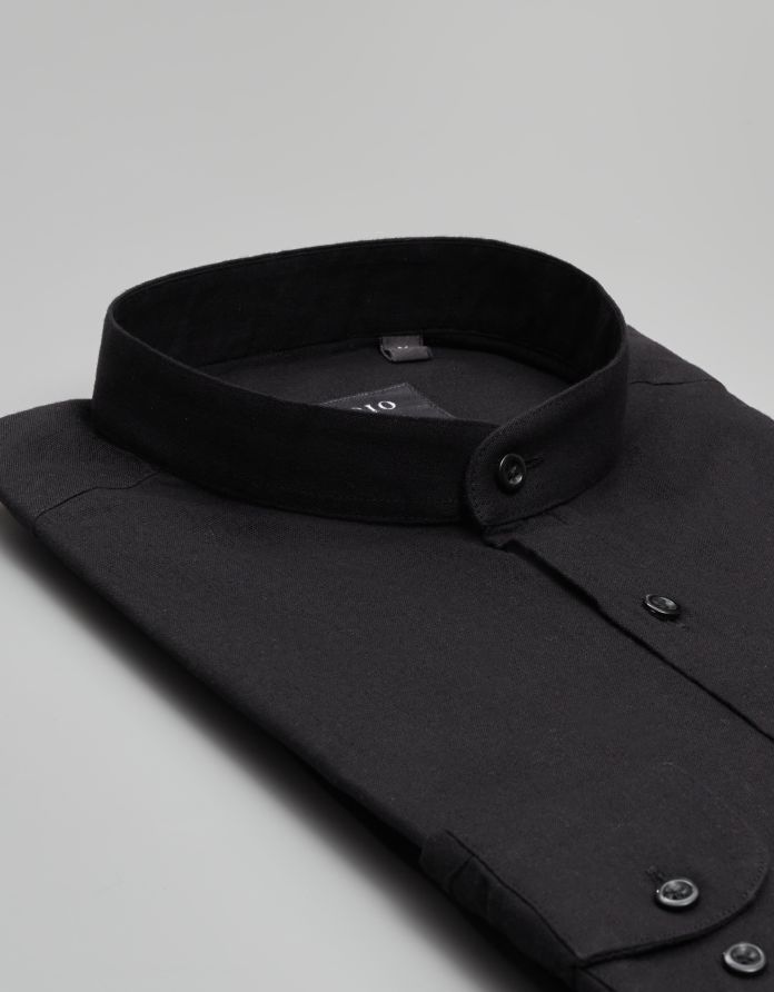 koszula lentella 00594 długi rękaw czarny slim fit