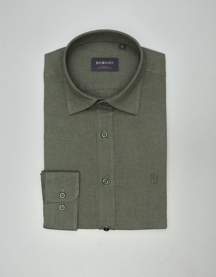 koszula lentella 00595 długi rękaw zielony slim fit