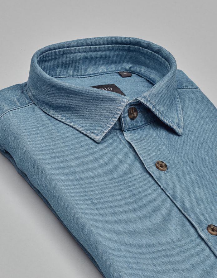 koszula denice 00603 długi rękaw błękit slim fit