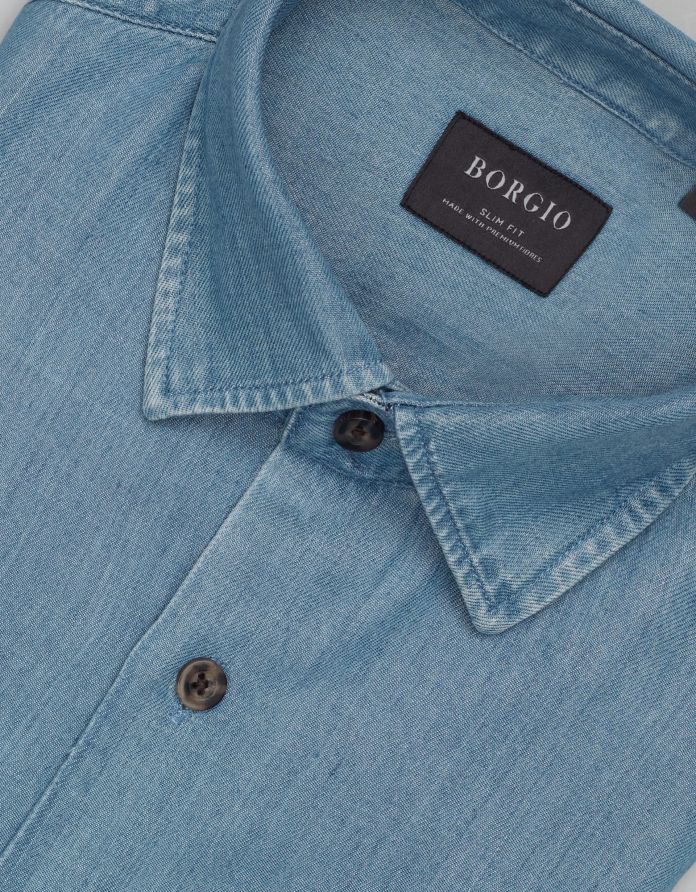 koszula denice 00603 długi rękaw błękit slim fit