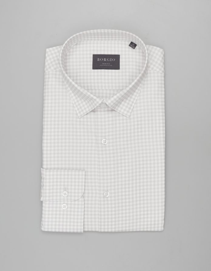 koszula matera 00601 długi rękaw beżowy slim fit