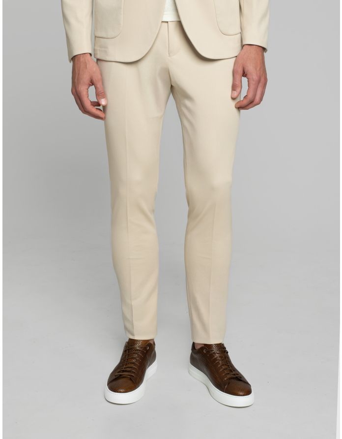 Spodnie do zestawu cintano beżowy slim fit