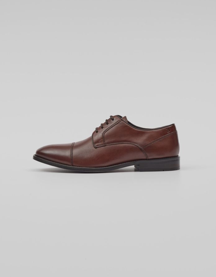 brązowe buty skórzane derby k004