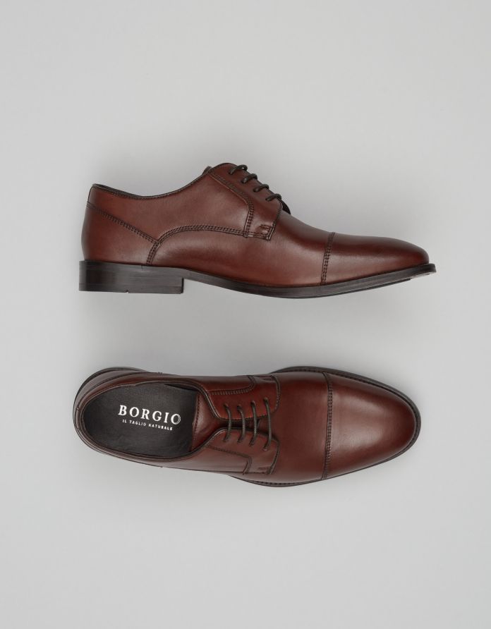 brązowe buty skórzane derby k004