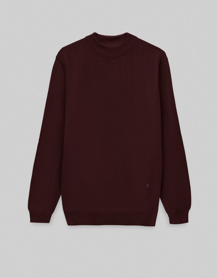 Sweter męski grottole półgolf bordowy