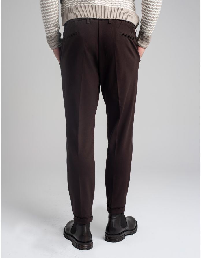 Spodnie casual prossedi brązowe slim fit