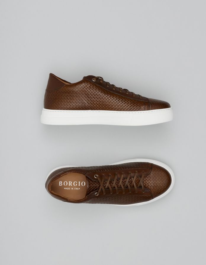 Brązowe buty sportowe E500 skórzane