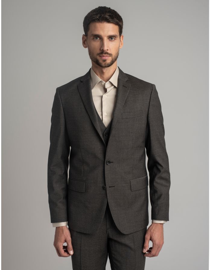 Marynarka do zestawu pertosa brąz slim fit