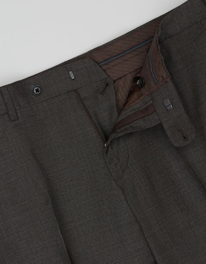 Spodnie do zestawu pertosa brąz slim fit