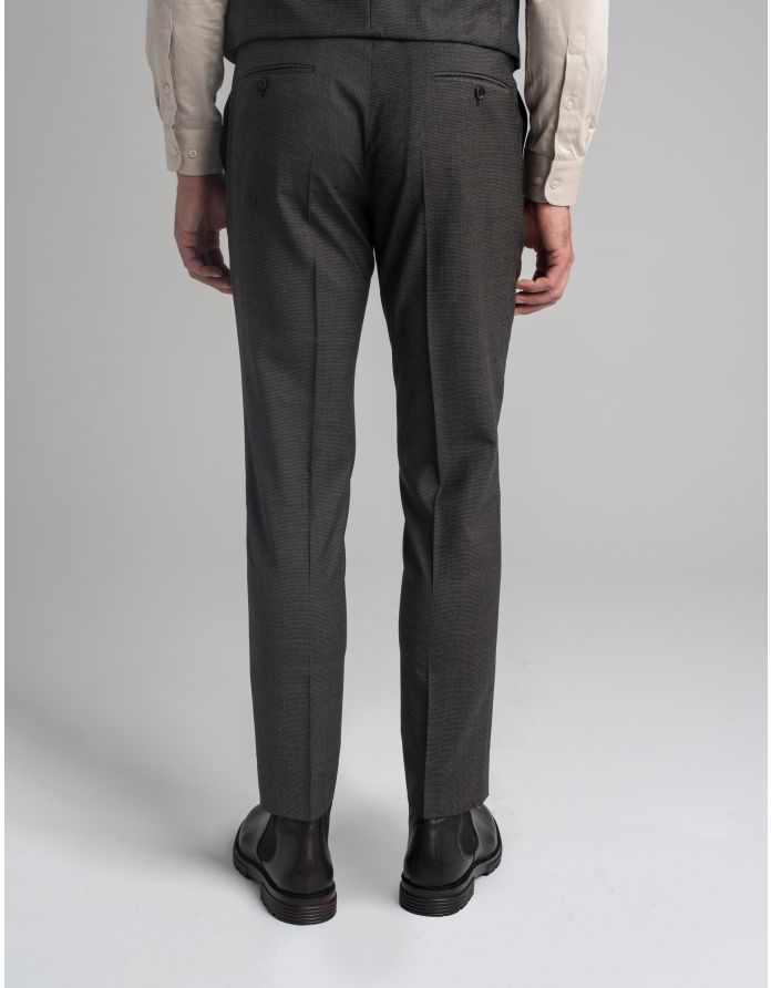 Spodnie do zestawu pertosa brąz slim fit