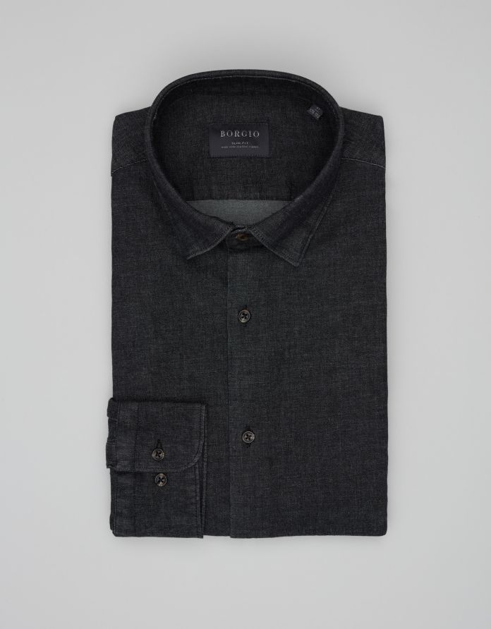 koszula denice 00615 długi rękaw granatowy slim fit