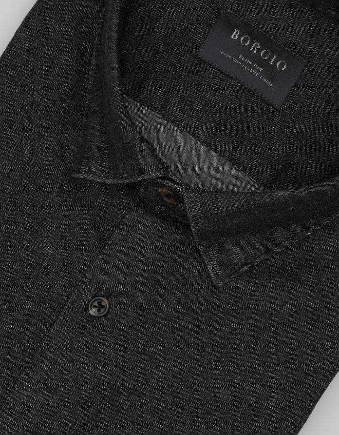 koszula denice 00615 długi rękaw granatowy slim fit