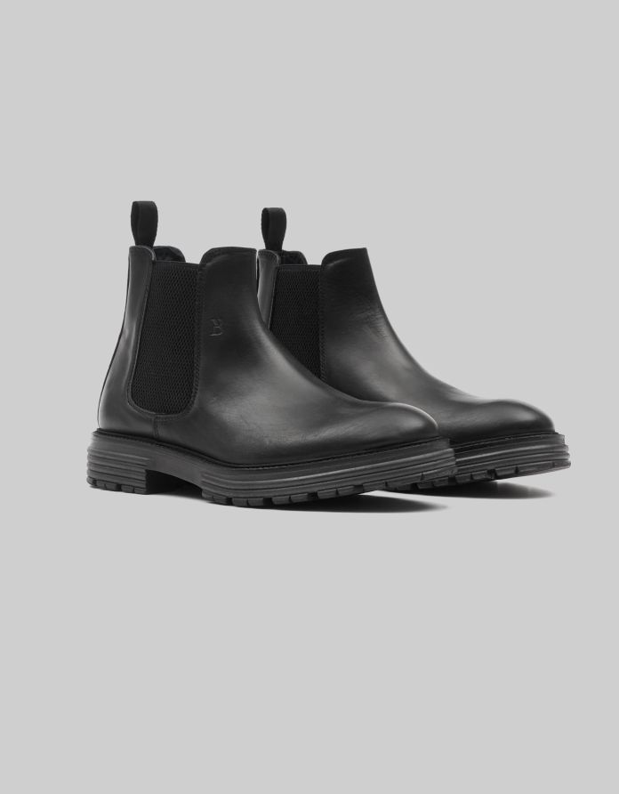 Buty sztyblety skórzane e700 czarne