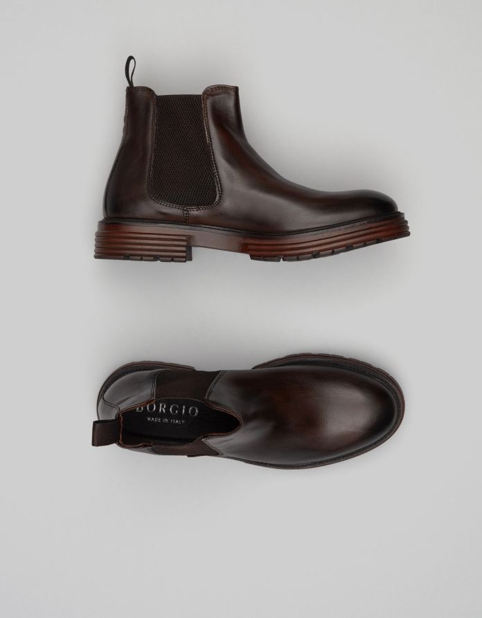 Buty sztyblety skórzane e700 brązowe