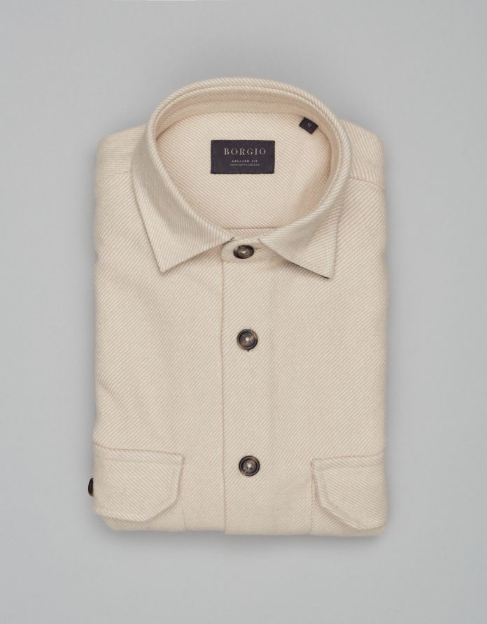 koszula flanelowa flussia 00611 długi rękaw beżowy relaxed fit