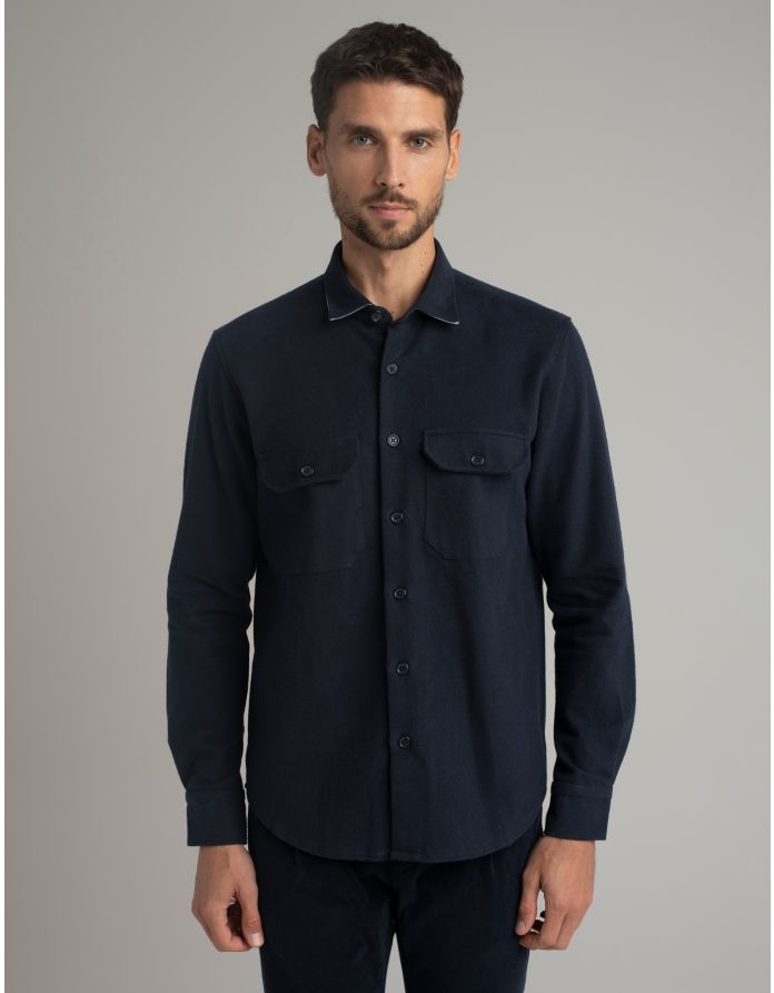 koszula flanelowa flussia 00612 długi rękaw granatowy relaxed fit