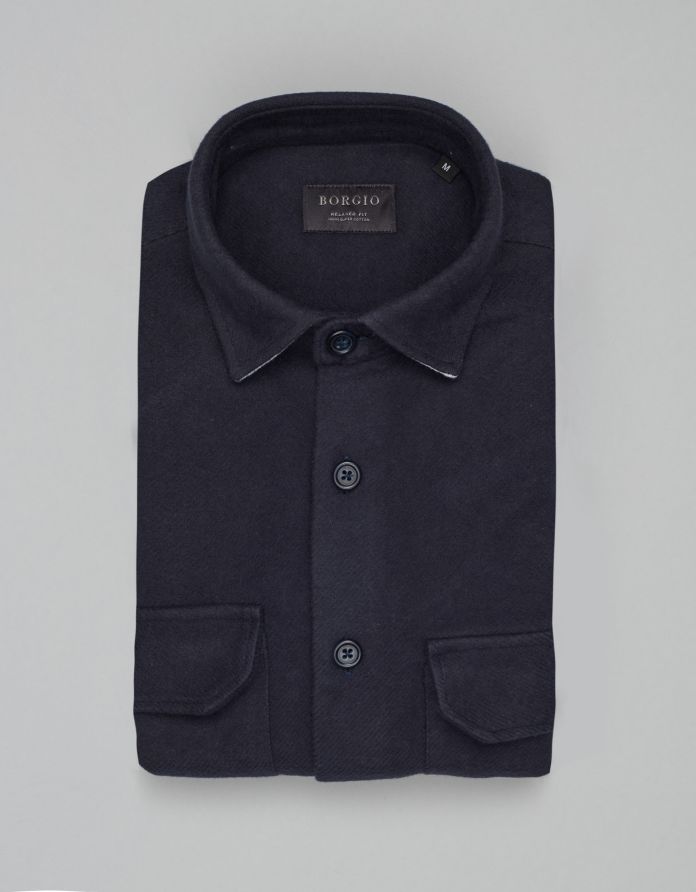 koszula flanelowa flussia 00612 długi rękaw granatowy relaxed fit