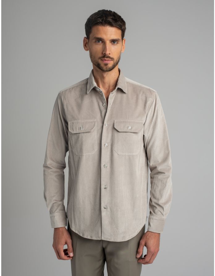 koszula velletri 00614 długi rękaw beżowy relaxed fit